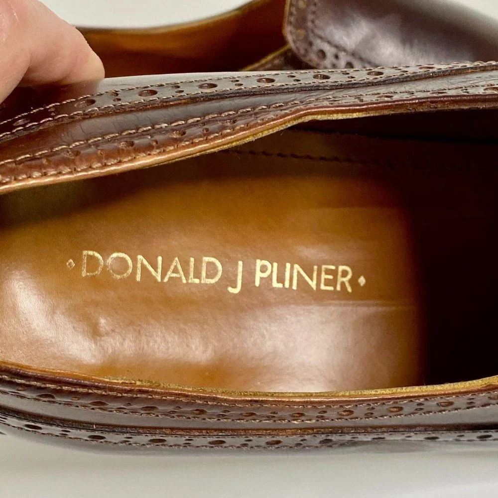 Donald J Pliner Zaza Brown Leather Slip on Wingtip Loafers Sz 11 - Picture 7 of 7